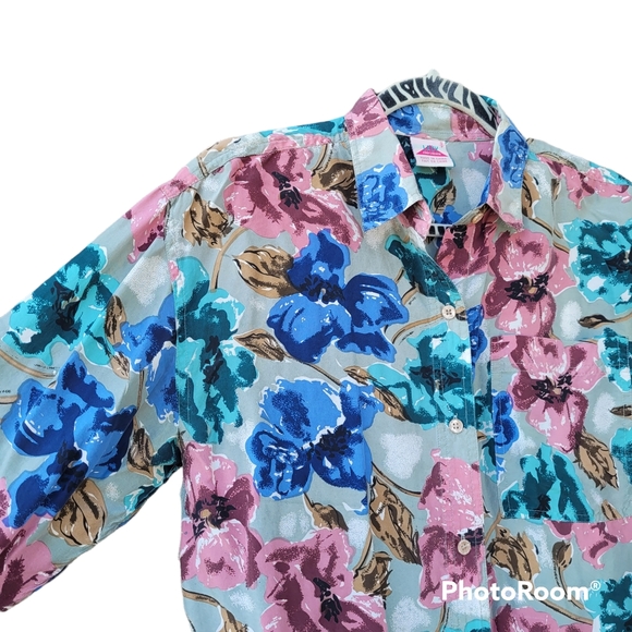 Vintage Silk Floral Blouse Lady Foot Locker - Picture 4 of 6